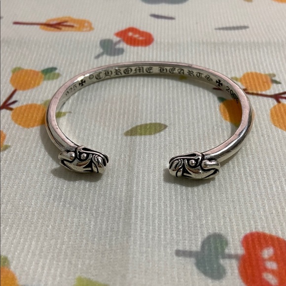 Chrome Hearts Double-Headed Dog Sterling Silver Bangle - Picture 2 of 9